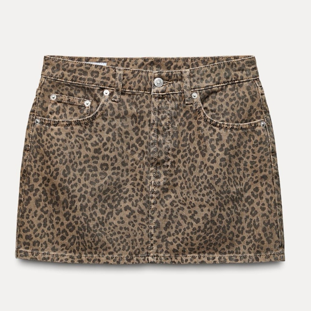 Zara Black and Brown Denim Mini Skirt
